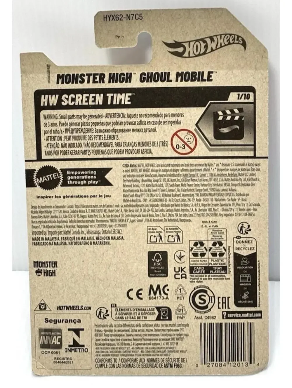 Hot Wheels Monster High Ghoul Mobile Purple HW Screen Time 1/10 HRY45 NIP